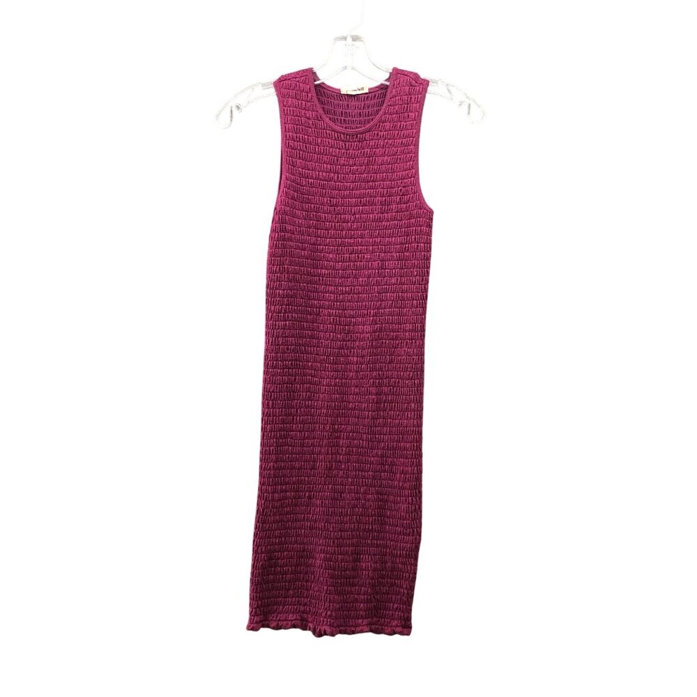 Aritzia Wilfred Free Sleeveless Shirred Dress XXS Purple Bodycon Smocked Mini